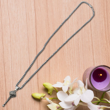 Silver Chain With Gada Pendant  Locket (1 Pc) Wukusy