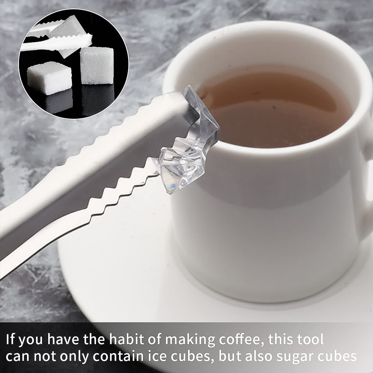 Stainless Steel Tong For Lifting Ice Cubes Sugar Cubes  Serving Tongs (13 Cm  1 Pc) Wukusy