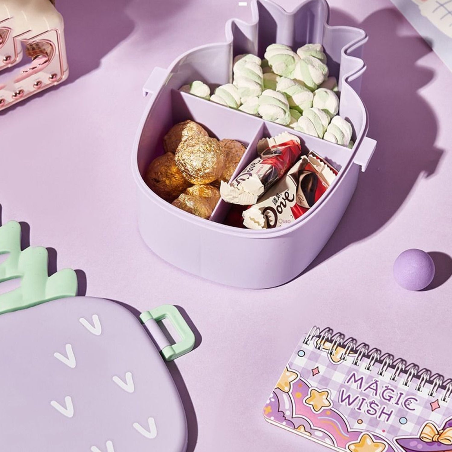 5729 Kids Lunch Box Cute Pineapple Shaped Bento Box With Fork Spoon Snack Candy Container Microwave Portable Office Lunch Box (1 Pc  With Spoon Fork  Color Box) Wukusy