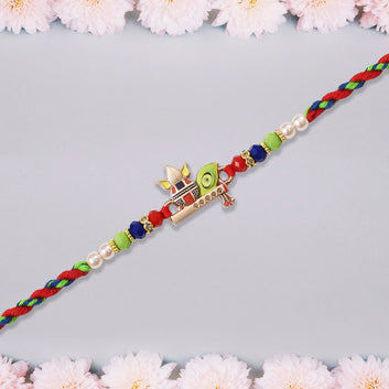 Kalash Rakhi With Flute And Peacock Feather