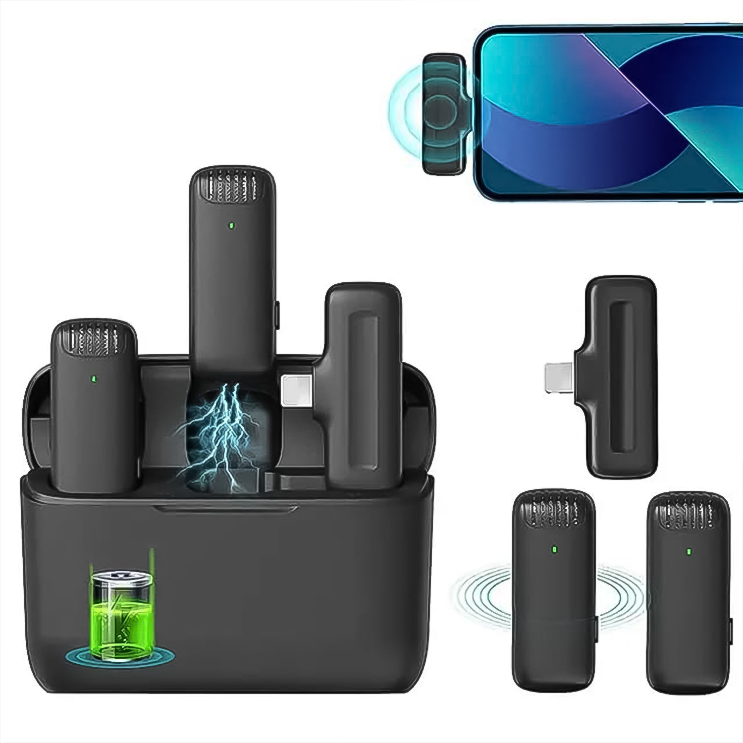 Wireless Microphones Collar Mic For All Smart Phone  Type-c  (1 Set) Wukusy