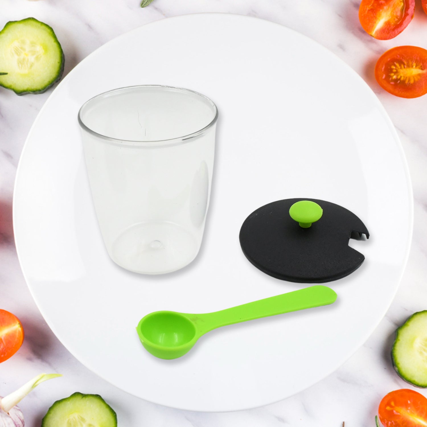 5582 Multipurpose 6 Piece Miracle Revolving Plastic Spice Container Rack With 6 Spoon Condiment Set Masala Rack Set Revolving Spice Rack Aachar Container Chutney Mukhwas Tray Masala Dining Spice Stand Wukusy