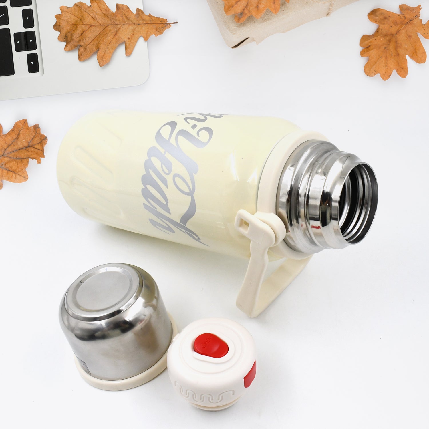 Stainless Steel Vacuum Insulated Water Bottle  Leak Proof Flask For Tea Coffee  Reusable Water Bottle With Hanging Strap  Bottle For Hot  Cold Drinks Wide Mouth Water Flask (900  1200 Ml) Wukusy
