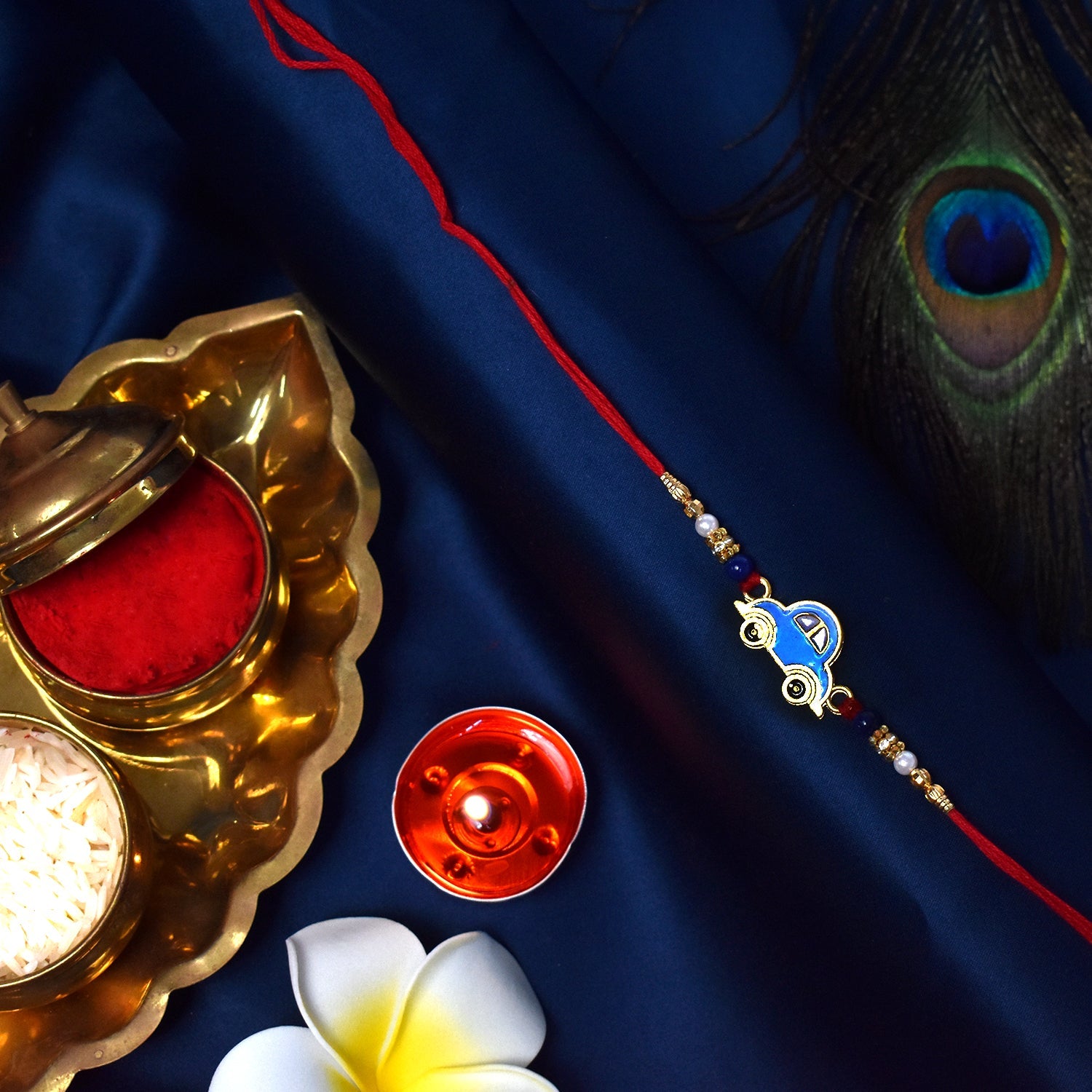 Blue Car Rakhi For Kids Wukusy