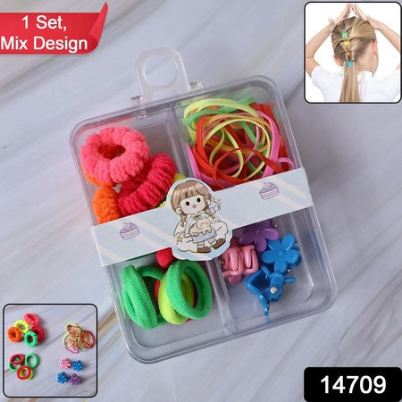 Kids Hair Bands Rubber Bands  Cute Hair Clips In Storage Box (Mix Design  1 Set) Wukusy
