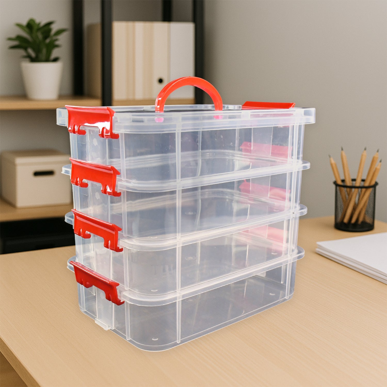 4-layer Transparent Multipurpose Plastic Storage Box Wukusy