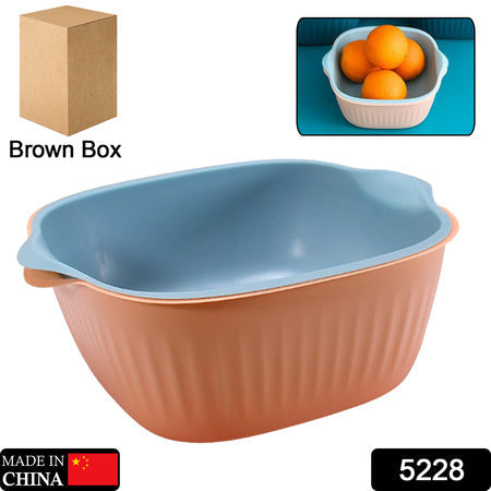 5228 Kitchen Bowl Plastic Washing Bowl And Strainer Drainer Basket For Home  Kitchen Use Wukusy
