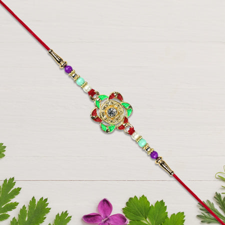 Gold-plated Floral Rakhi Wukusy