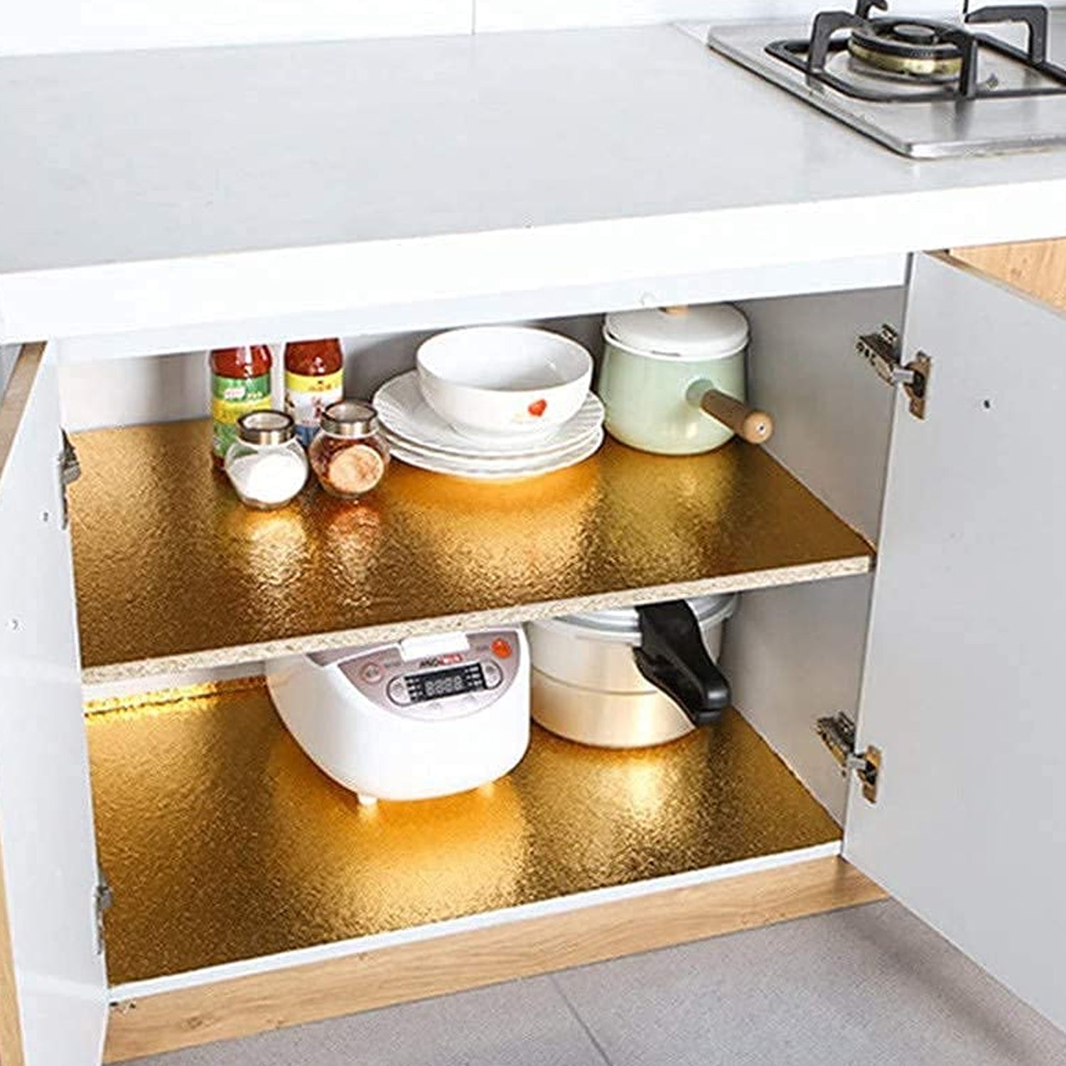 Oil Proof Sticker Waterproof Self Adhesive Aluminum Foil Wallpaper (60 Cm2m  Golden  1 Pc) Wukusy