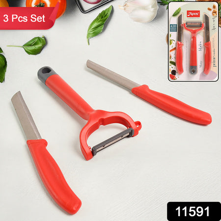 Apex 3-piece Stainless Steel Kitchen Knife And Peeler Set Wukusy