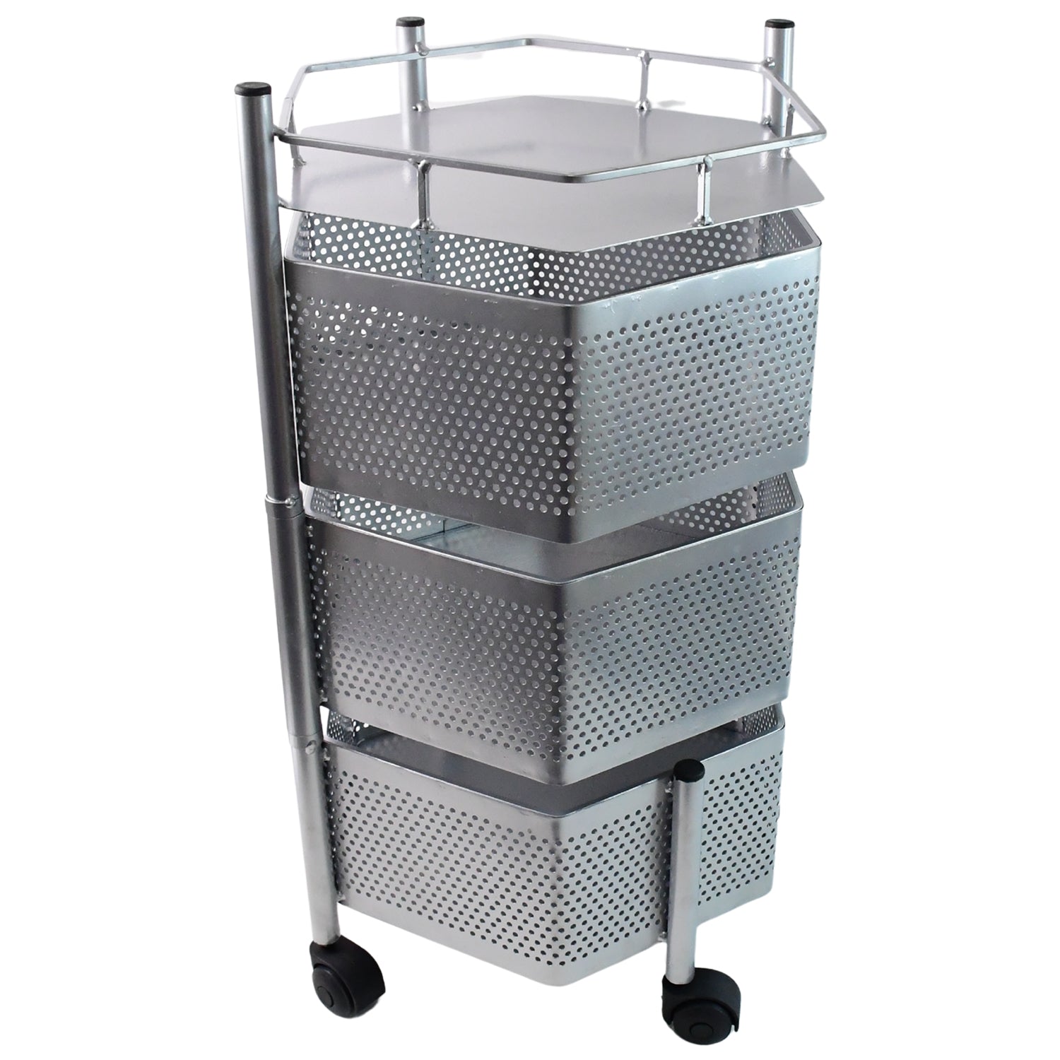Premium 3-layer Hexagon Kitchen Storage Trolley With Wheels (1 Pc) Wukusy