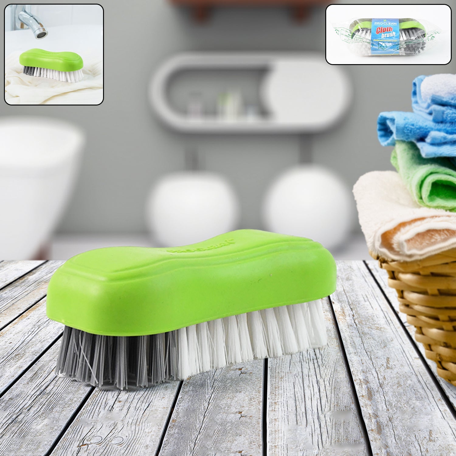 Pro Clean Multi-purpose Cloth Washing Brush With Plastic Handle (1 Pc) Wukusy