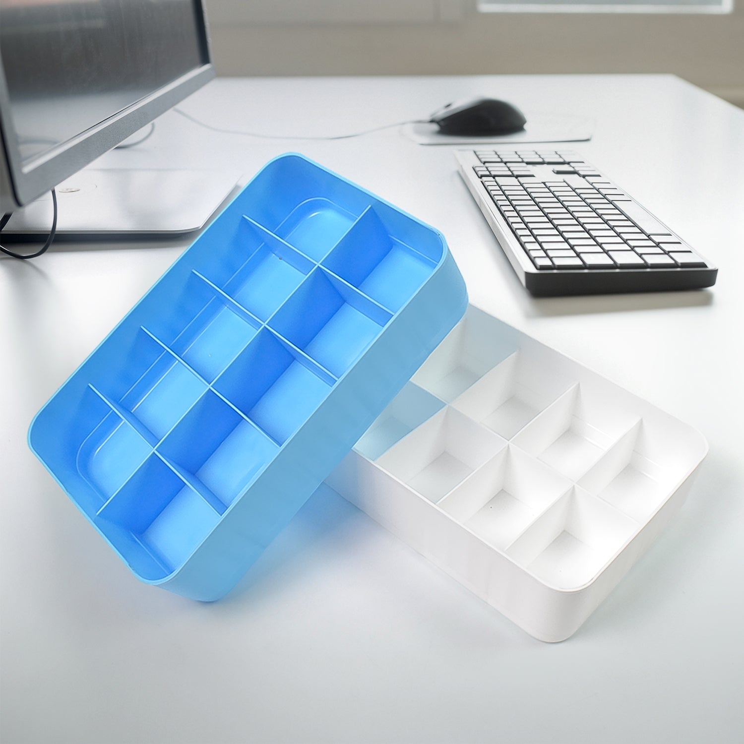 Multi-function Desktop Drawer Storage Box 10 Grid Underwear Socks Box (2 Pc Set) Wukusy