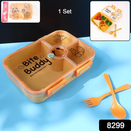 Bite Buddy 4-compartment Leak-resistant Plastic Lunch Box With Spoon  Fork Wukusy