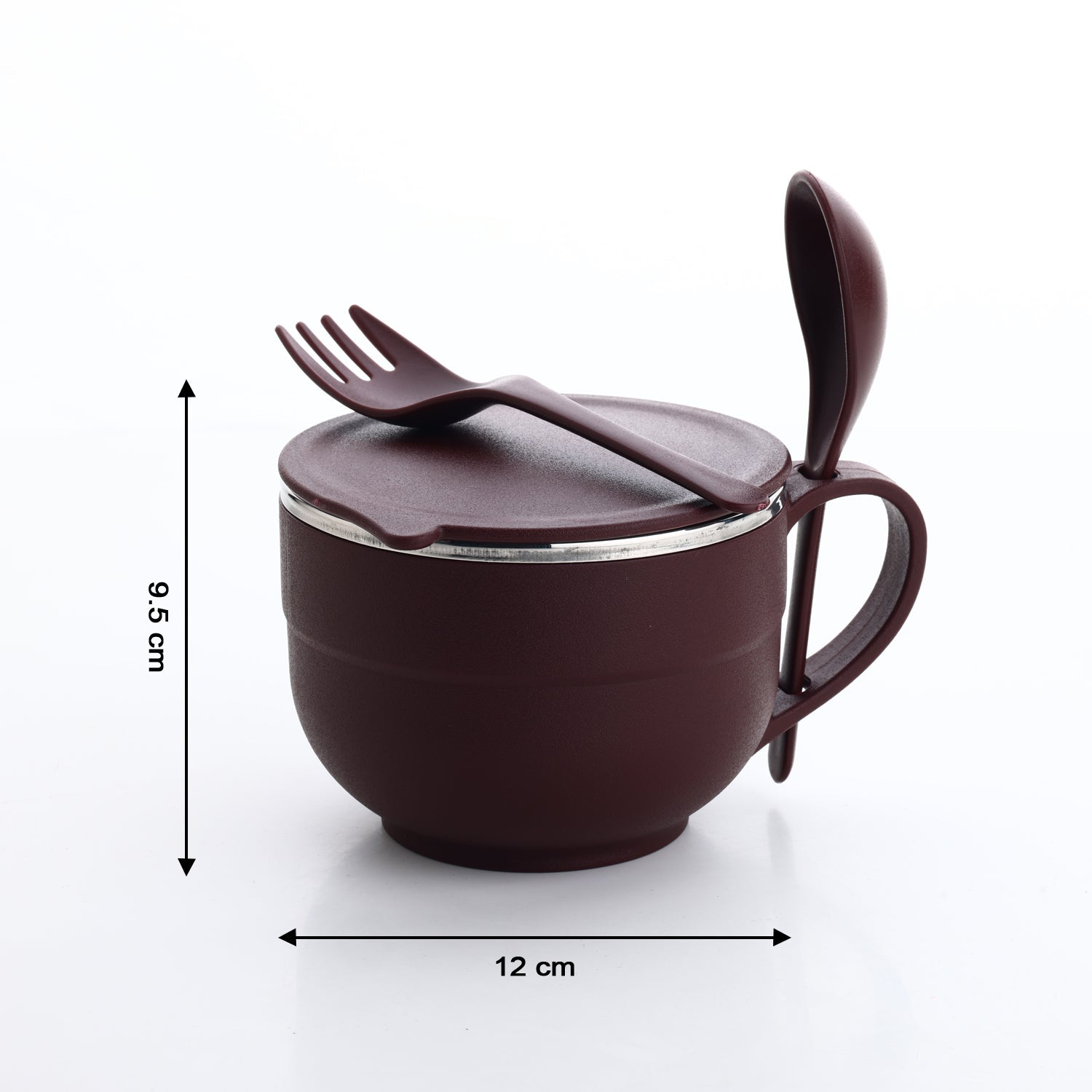 8130 Noodles  Soup Bowl With Spoon And Fork Handle Spoon Holder Stainless Steel Bowl And Spoon Set Stainless Steel Storage Wukusy