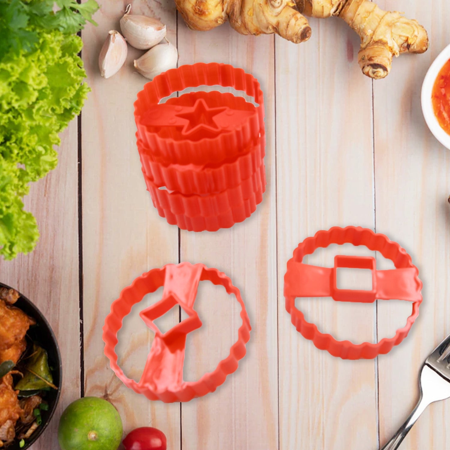 5978  Cookie Cutters Set Plastic Easter Biscuit Cutting Tool For Diy Cake Decoration Fondant Biscuit Cookie Pastry Sandwich (6 Pc Set ) Wukusy