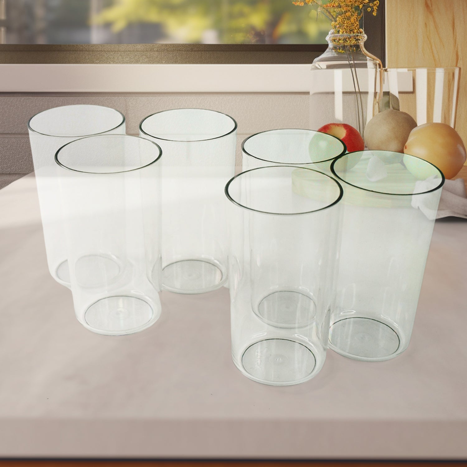 Apex Clear Plastic Tumbler  Glass Set  6-piece Unbreakable Wukusy