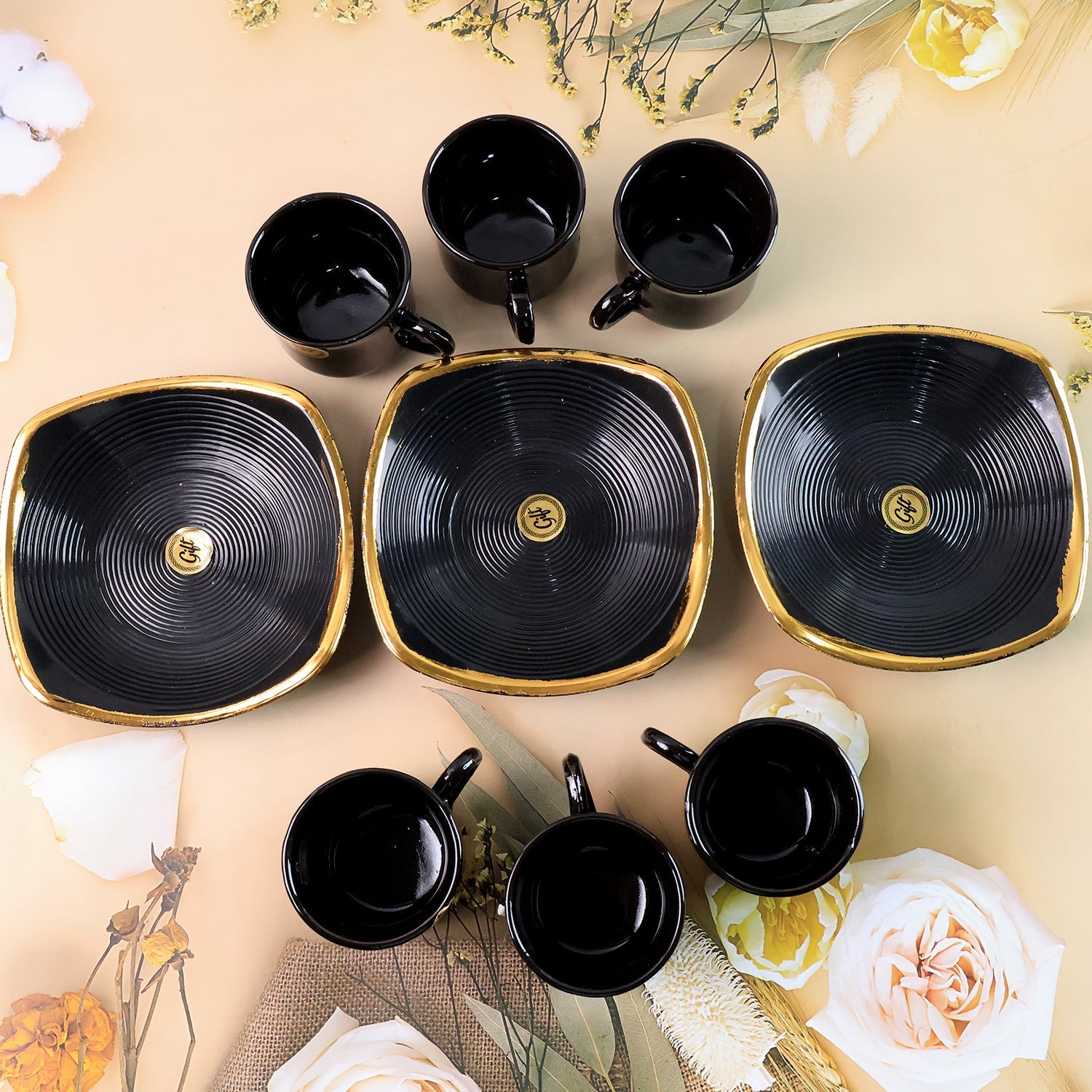 8237 Sweet Buzz Ceramic Tea  Cups  Mug Set With Seashell Shape Serving Bowl Milk Cup Coffee Cup Tea Cup Breakfast Cup Drinking Mug Or Outdoor For Household Gift For Birthday Wedding Party (8 Pcs Set) Wukusy