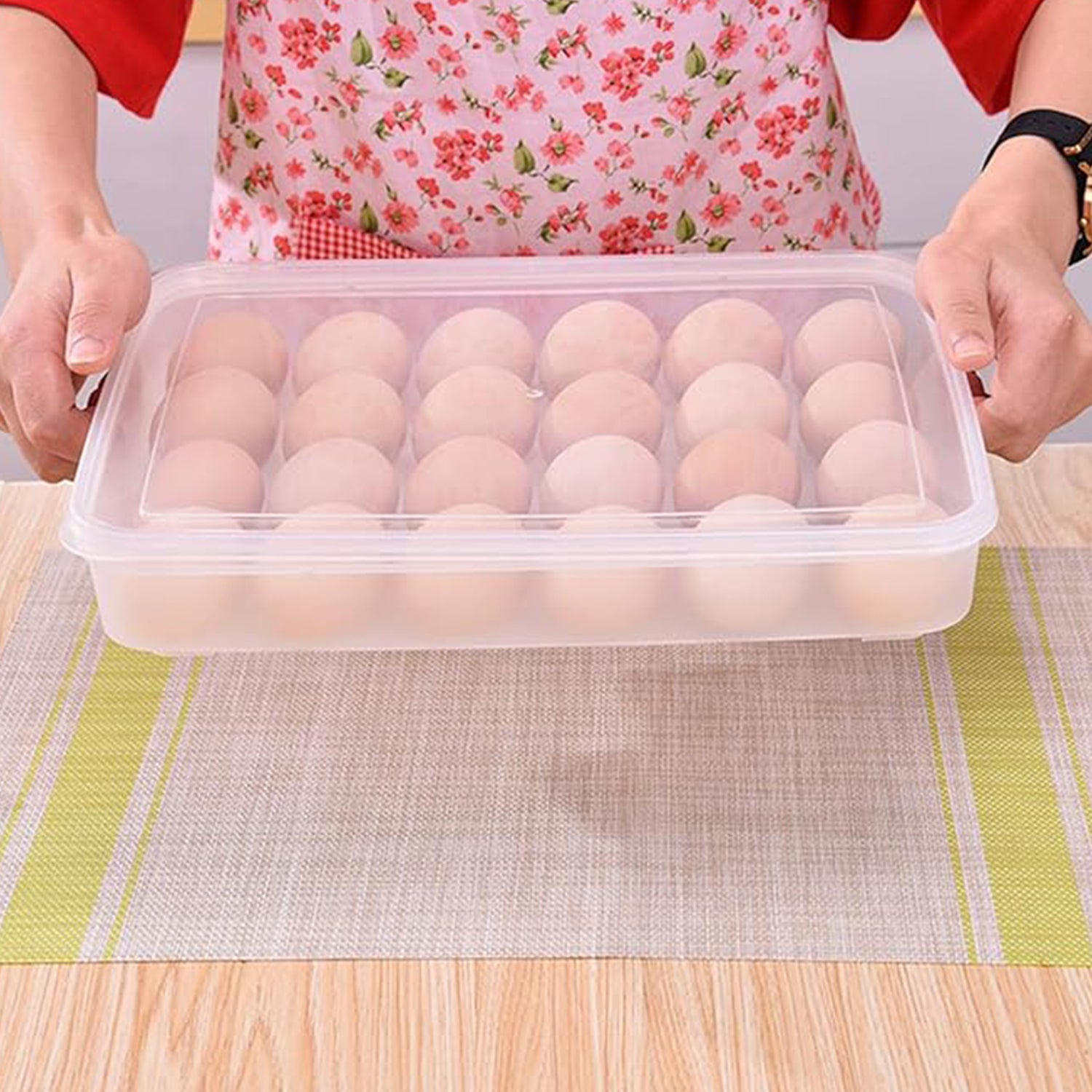 Plastic Egg Storage Container Holder For Refrigerator Egg Tray Holds 24 Eggs (1 Pc) Wukusy