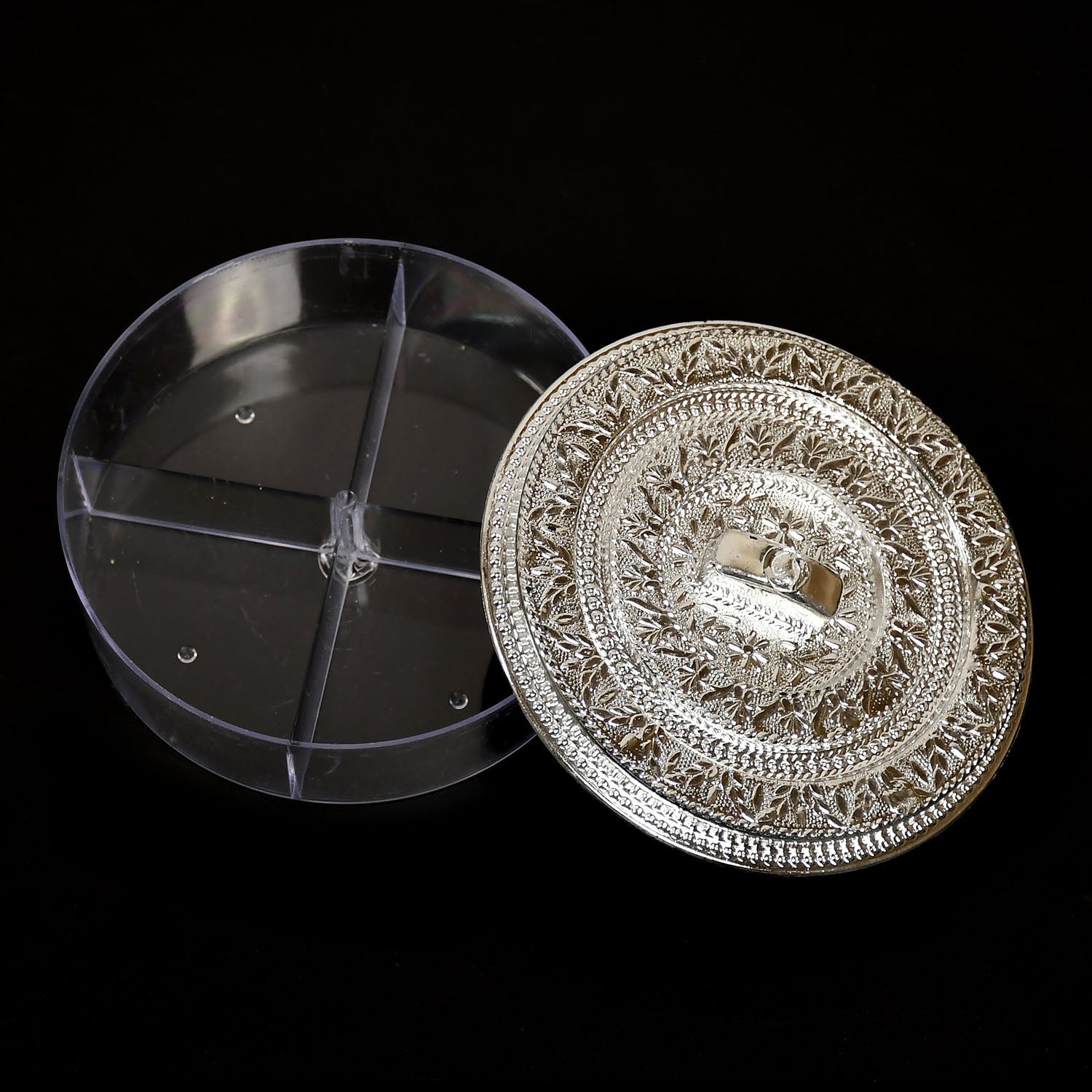 5268 Round Smiley Multi Purpose 4 Compartment Box For Home  Kitchen Use Wukusy