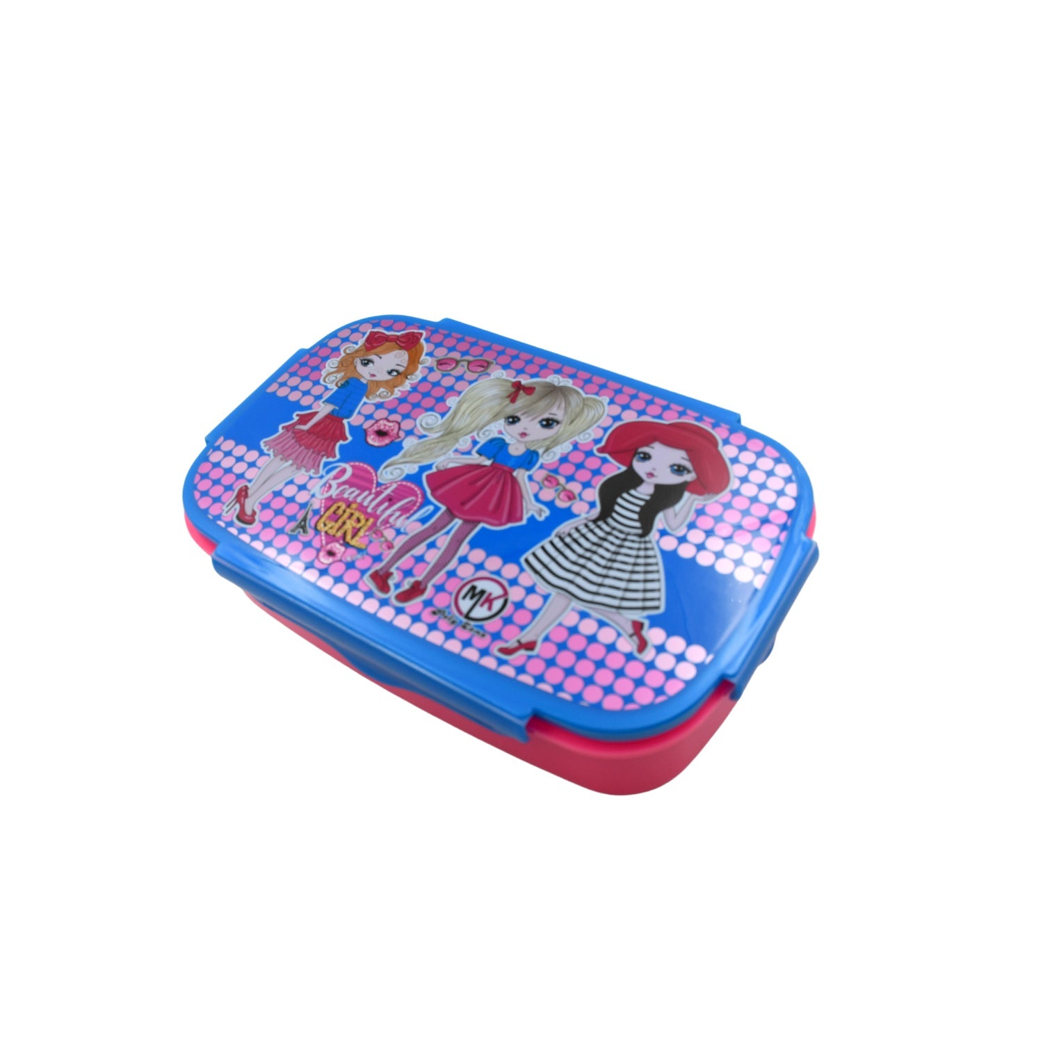 5983 Cartoon Printed Plastic Lunch Box With Inside Small Box  Spoon For Kids Air Tight Lunch Tiffin Box For Girls Boys Food Container Specially Designed For School Going Boys And Girls Wukusy