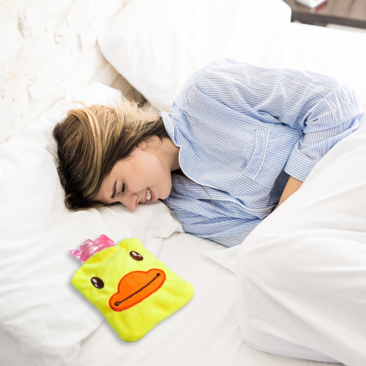 6511 Yellow Duck Small Hot Water Bag With Cover For Pain Relief Neck Shoulder Pain And Hand Feet Warmer Menstrual Cramps. Wukusy