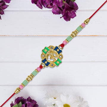Om Rakhi With Colorful Beads Wukusy