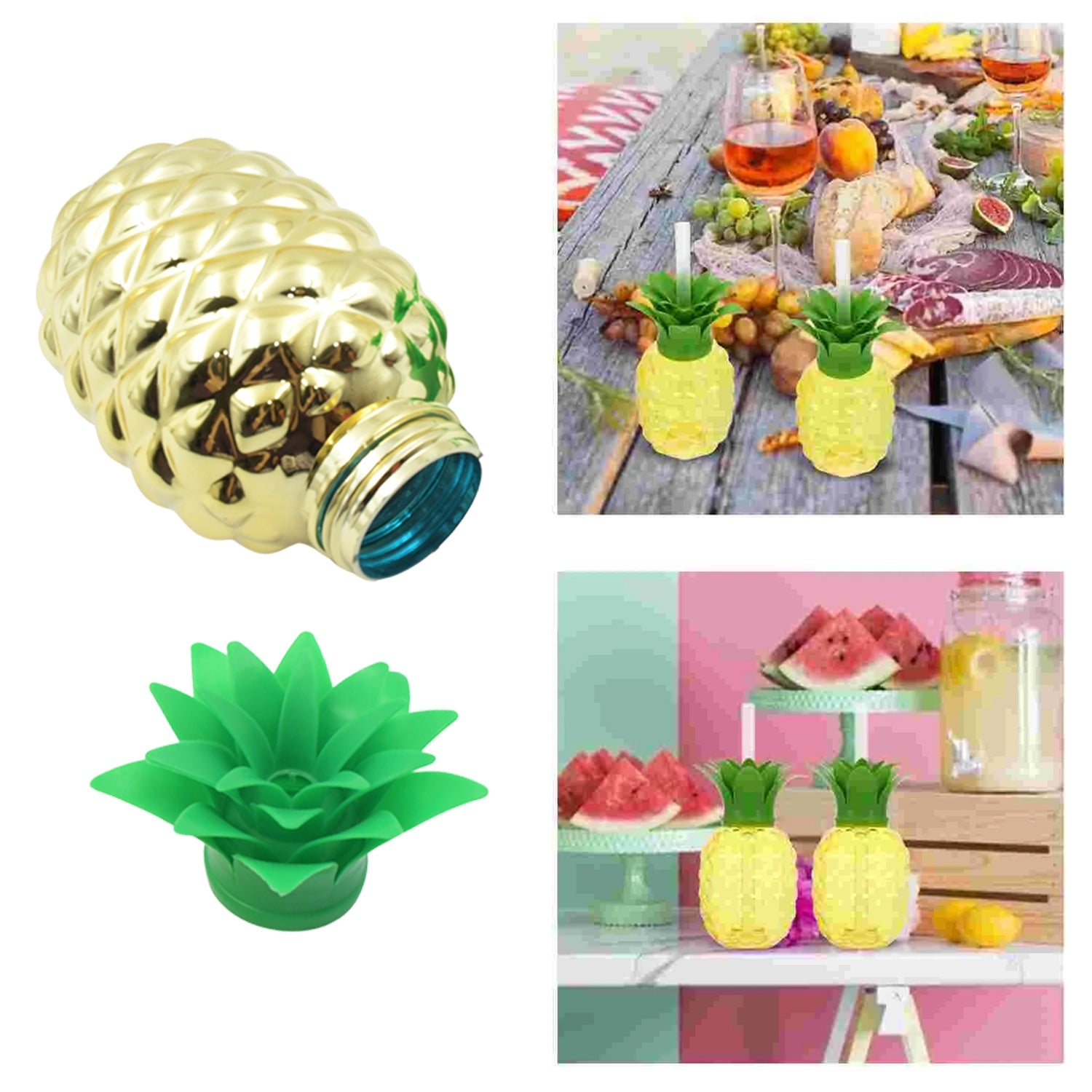 8447 Plastic Pineapple Cups With Straw Pineapple Party Favors Summer Hawaiian And Beach Party Decorations For Kids Adults With Brown Box(1 Pc) Wukusy