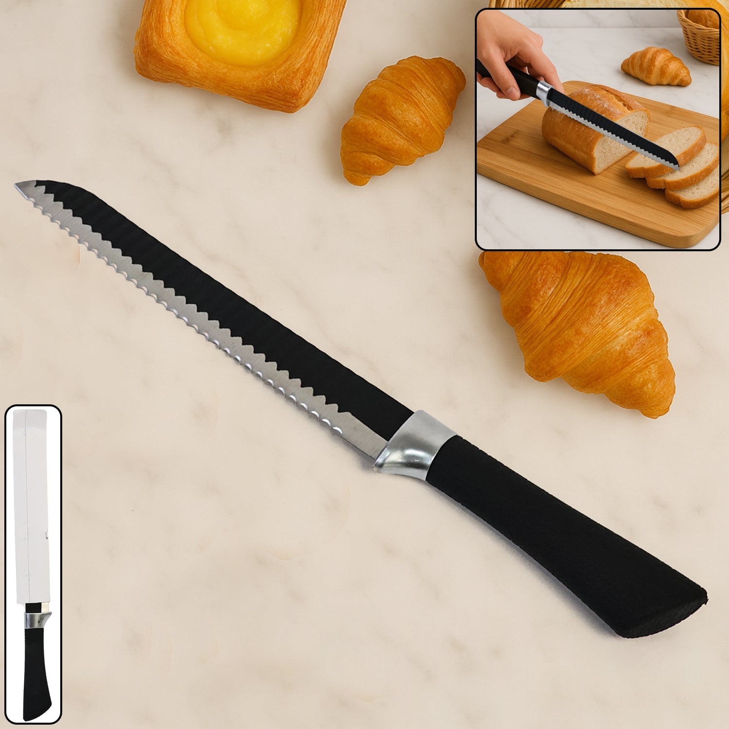 Premium 32 Cm Serrated Bread Knife With Ergonomic Handle Wukusy