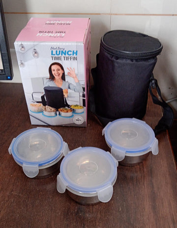 Airtight  Leak Proof Stainless Steel Container Multi Compartment Lunch Box Carry To All Type Lunch In Lunch Box  Premium Quality Lunch Box Ideal For Office  School Kids  Travelling Ideal (3 Different Lunch Box) Wukusy