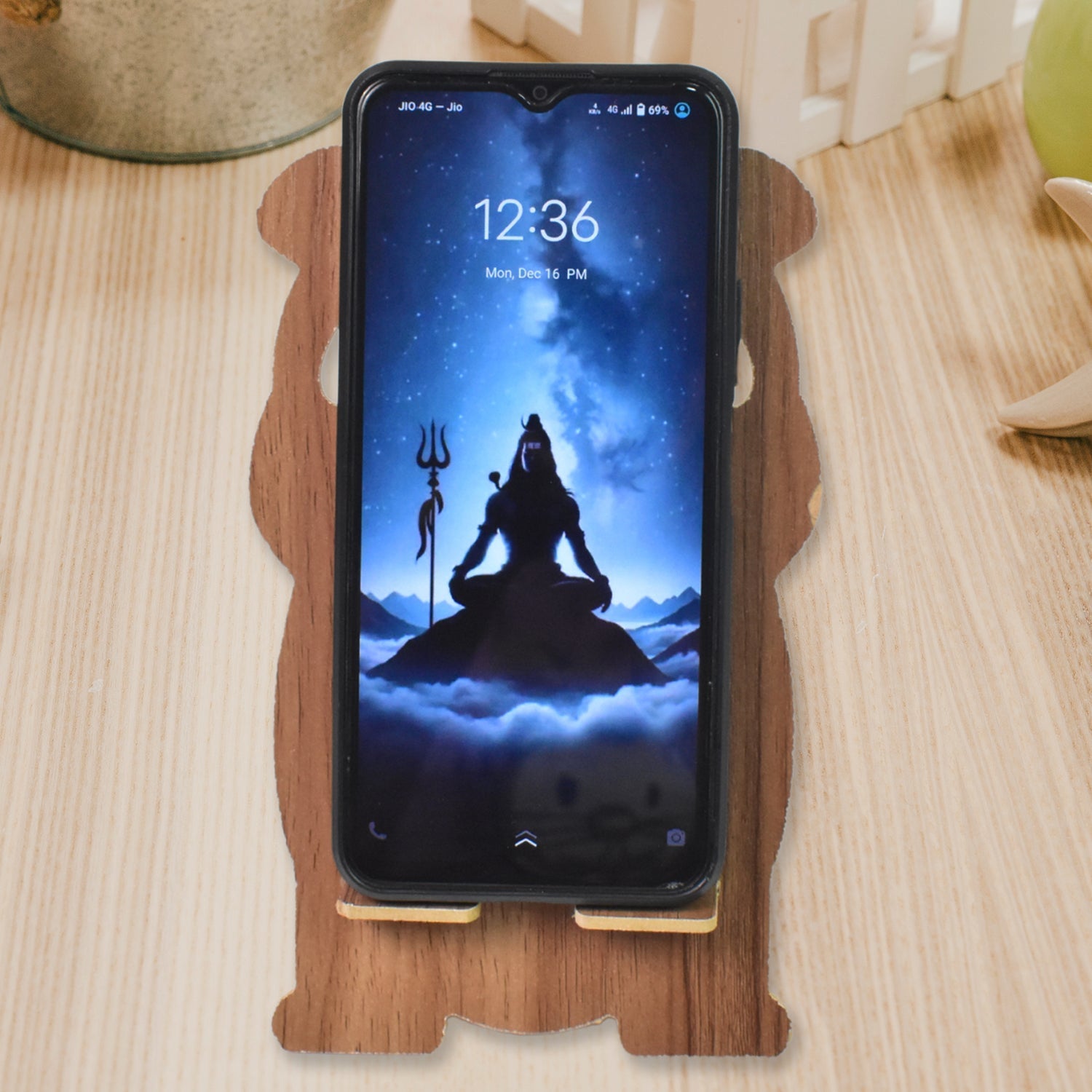 Wooden Cartoon Shape Design Mobile Stand  (1 Pc) Wukusy