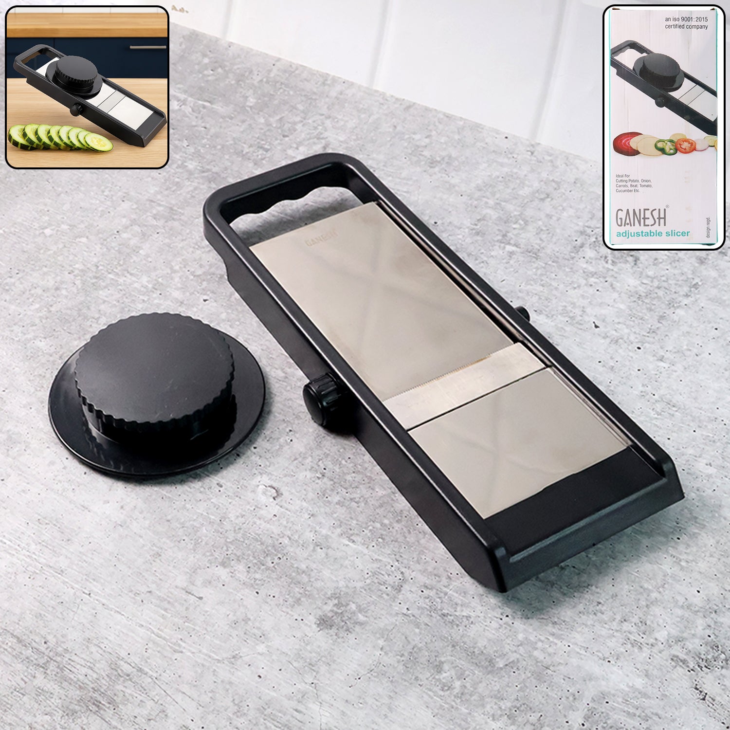 Premium Adjustable Vegetable  Fruit Slicer With Sharp Stainless Steel Blade Wukusy