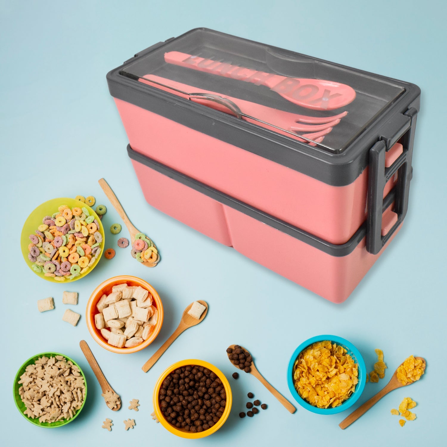 Plastic 3 Layer Leak Proof 3 Compartment Lunch Box For Office  (1 Pc) Wukusy