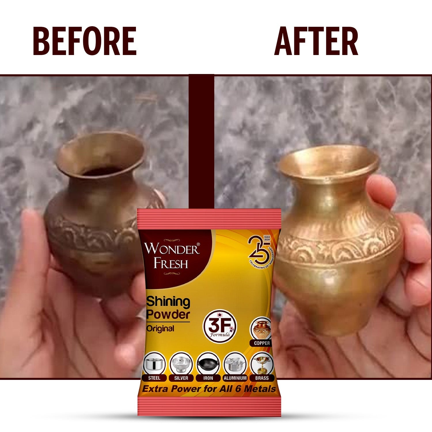 Shining Powder Cleans And Polishes Copper Brass Silver Aluminum Iron And Steel Removes Tarnish And Oxidation (200 Gm) Wukusy