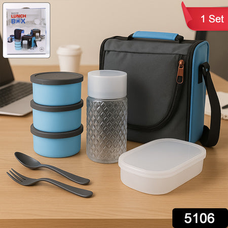 5106 All In One Lunch Box With Fabric Bag For Office  School Use Wukusy
