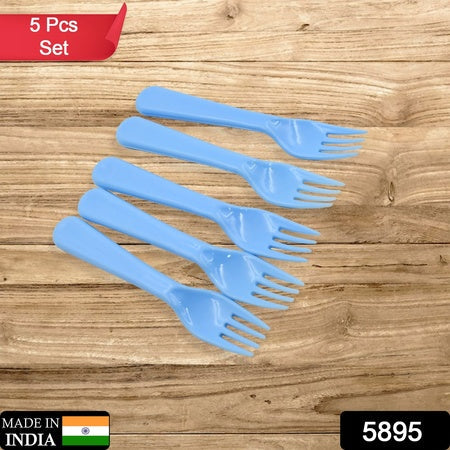 5895  Reusable Premium Heavy Weight Plastic Forks Party Supplies One Size Plastic 5pc Serving Fork Set For Kitchen Travel Home (5pc) Wukusy