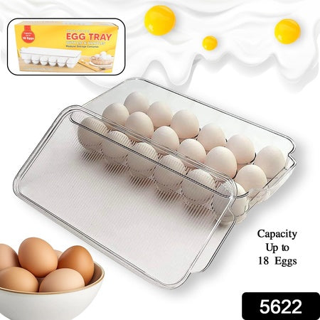 Plastic 18 Cavity Egg Storage Box Or Egg Trays For Refrigerator With Lid  Handles High Quality Rectangular Egg Tray Box For 18 Egg (1 Pc) Wukusy