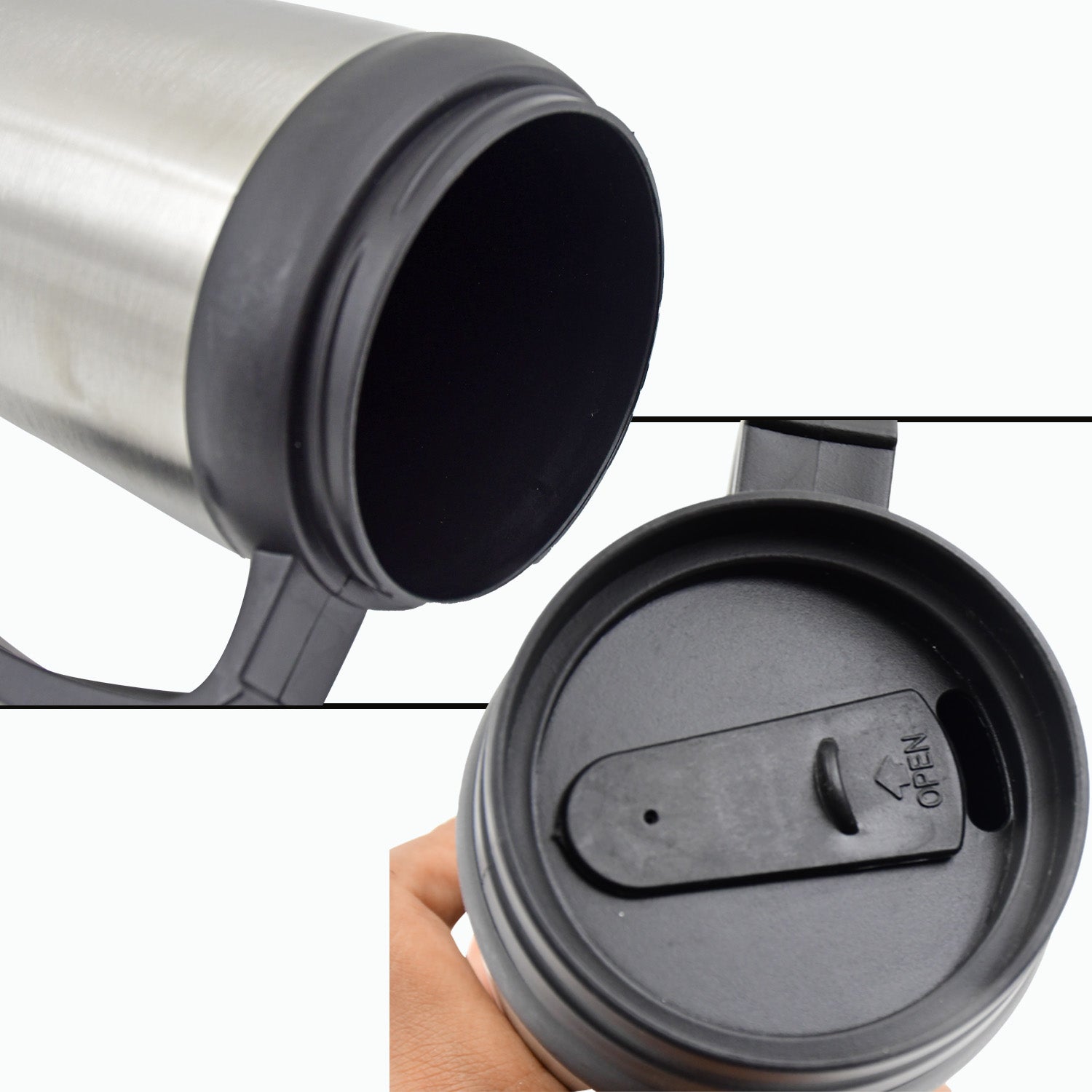 Stainless Steel Vacuum Glass Insulated Glass Coffee Cups (With Lid  Handle  1 Pc) Wukusy
