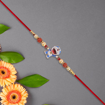 Cute Doraemon Kids Rakhi With Rudraksha  Pearl Beads