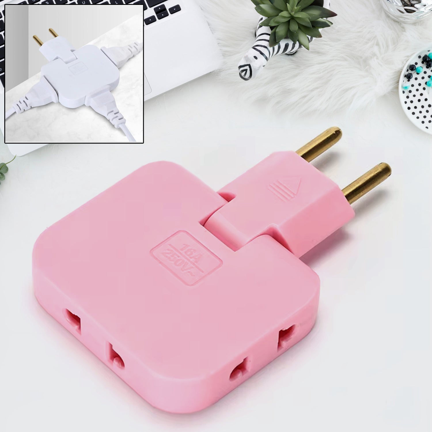 Wireless 3 In 1 Foldable Wall Plug Adapter  Socket  Converter (1 Pc) Wukusy