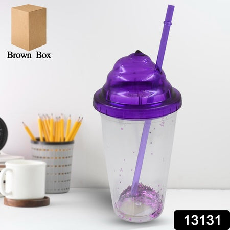 13131 High Quality Plasticcreative Cold Drink Cup  Tumble Reusable Tea Coffee Tumbler With Lid And Straw Double Wall Plastic Drinking Sport Bottletravel Tumbler (1 Pc  Mix Color) Wukusy