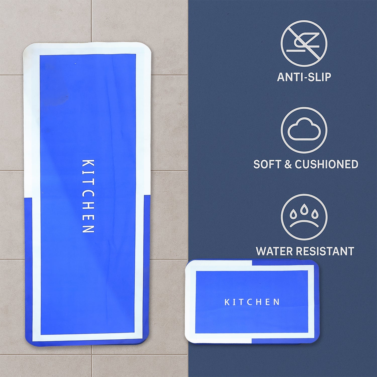 Premium Anti-slip Kitchen Floor Mat  (1 Set) Wukusy