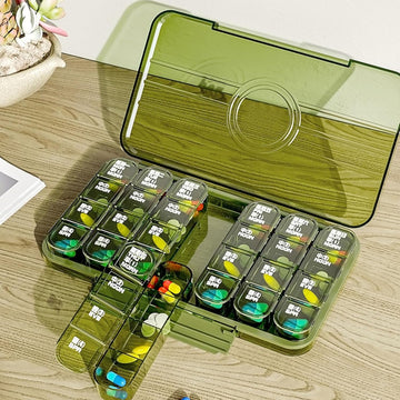 Portable Weekly Pill Box Organiser Daily Pill Keeper 21 Grid Container (1 Pc) Wukusy