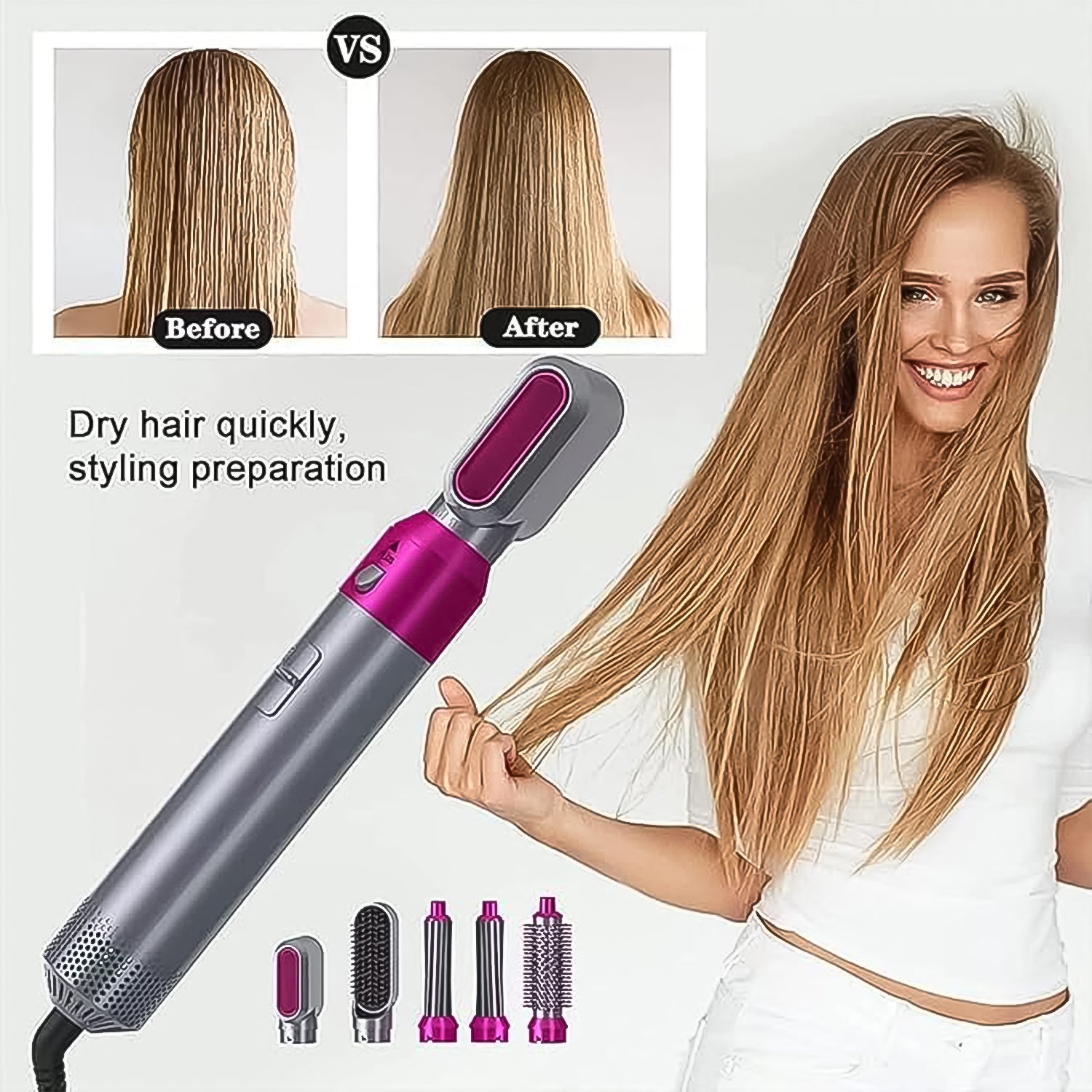 5 In 1 Hair Dryer Brush Multifunctional Hot Air Styler Hair Tools Wukusy