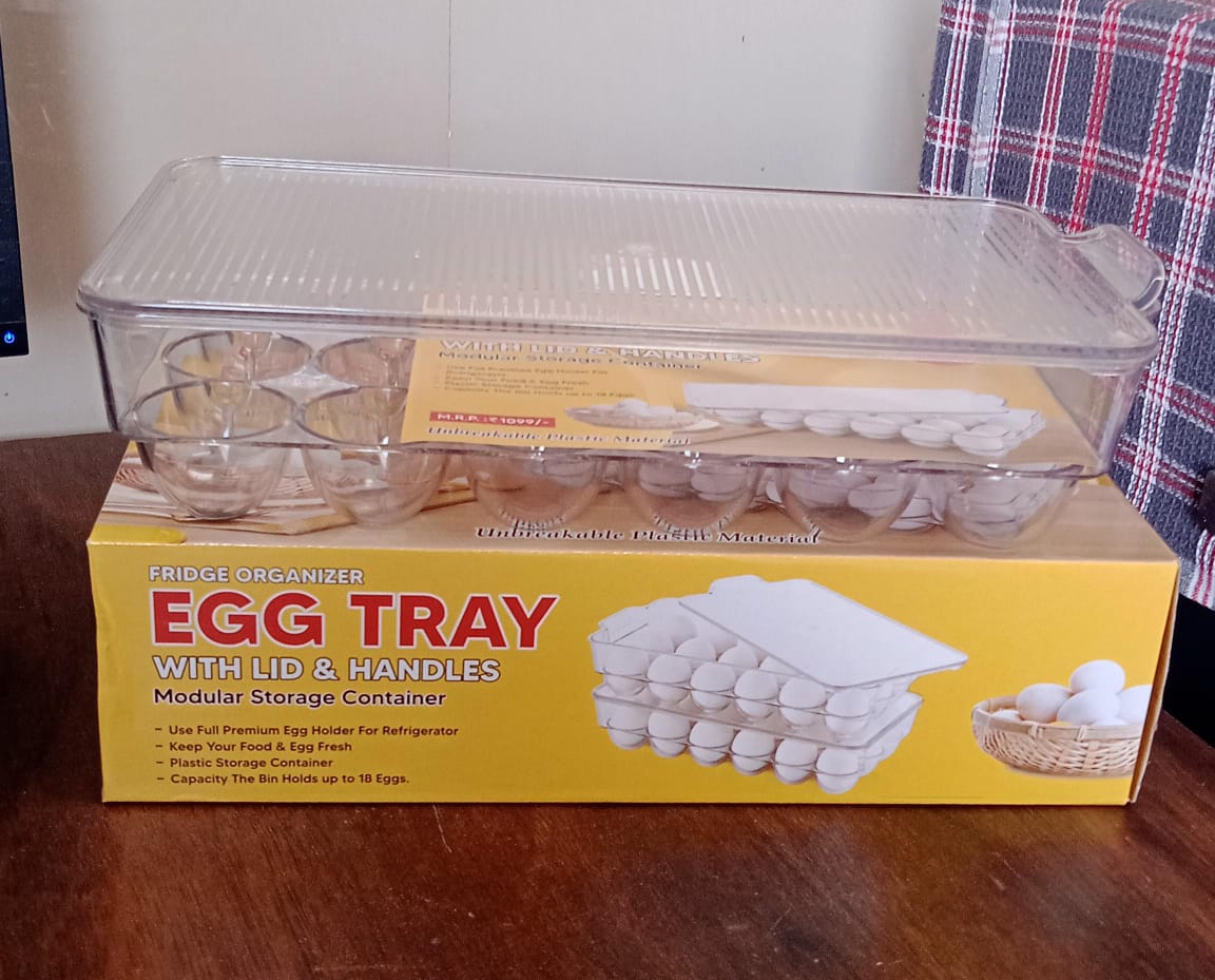 Plastic 18 Cavity Egg Storage Box Or Egg Trays For Refrigerator With Lid  Handles High Quality Rectangular Egg Tray Box For 18 Egg (1 Pc) Wukusy