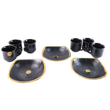 8237 Sweet Buzz Ceramic Tea  Cups  Mug Set With Seashell Shape Serving Bowl Milk Cup Coffee Cup Tea Cup Breakfast Cup Drinking Mug Or Outdoor For Household Gift For Birthday Wedding Party (8 Pcs Set) Wukusy