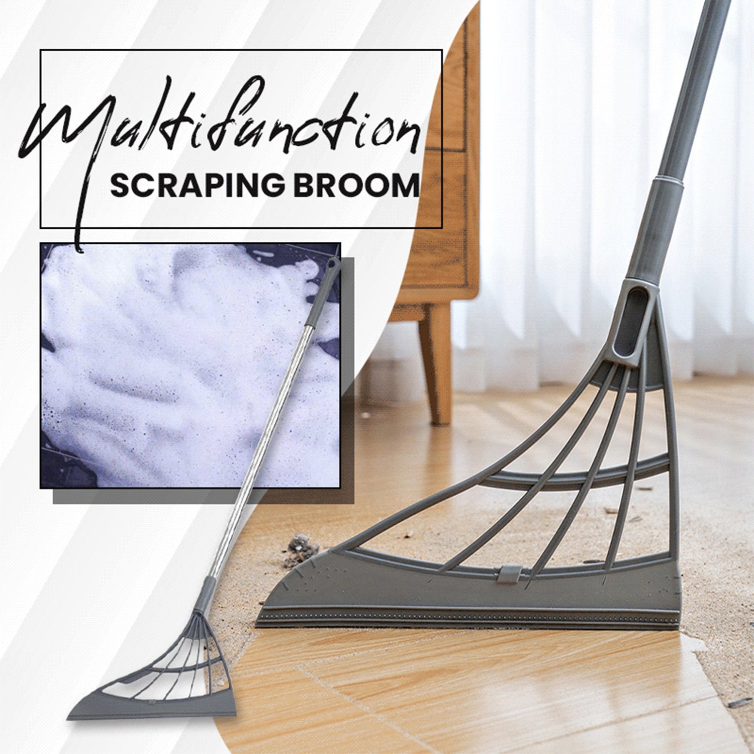0525 Durable Eco-friendly Broom With Scraper Wukusy