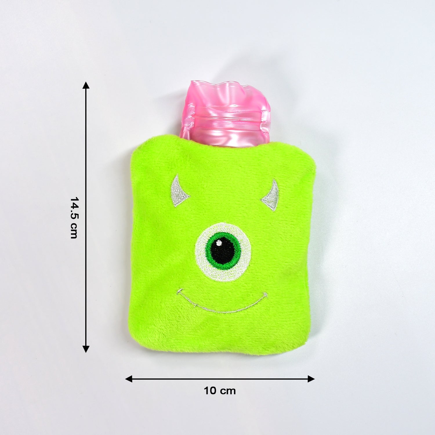 6519 Green One Eye Monster Print Small Hot Water Bag With Cover For Pain Relief Neck Shoulder Pain And Hand Feet Warmer Menstrual Cramps. Wukusy