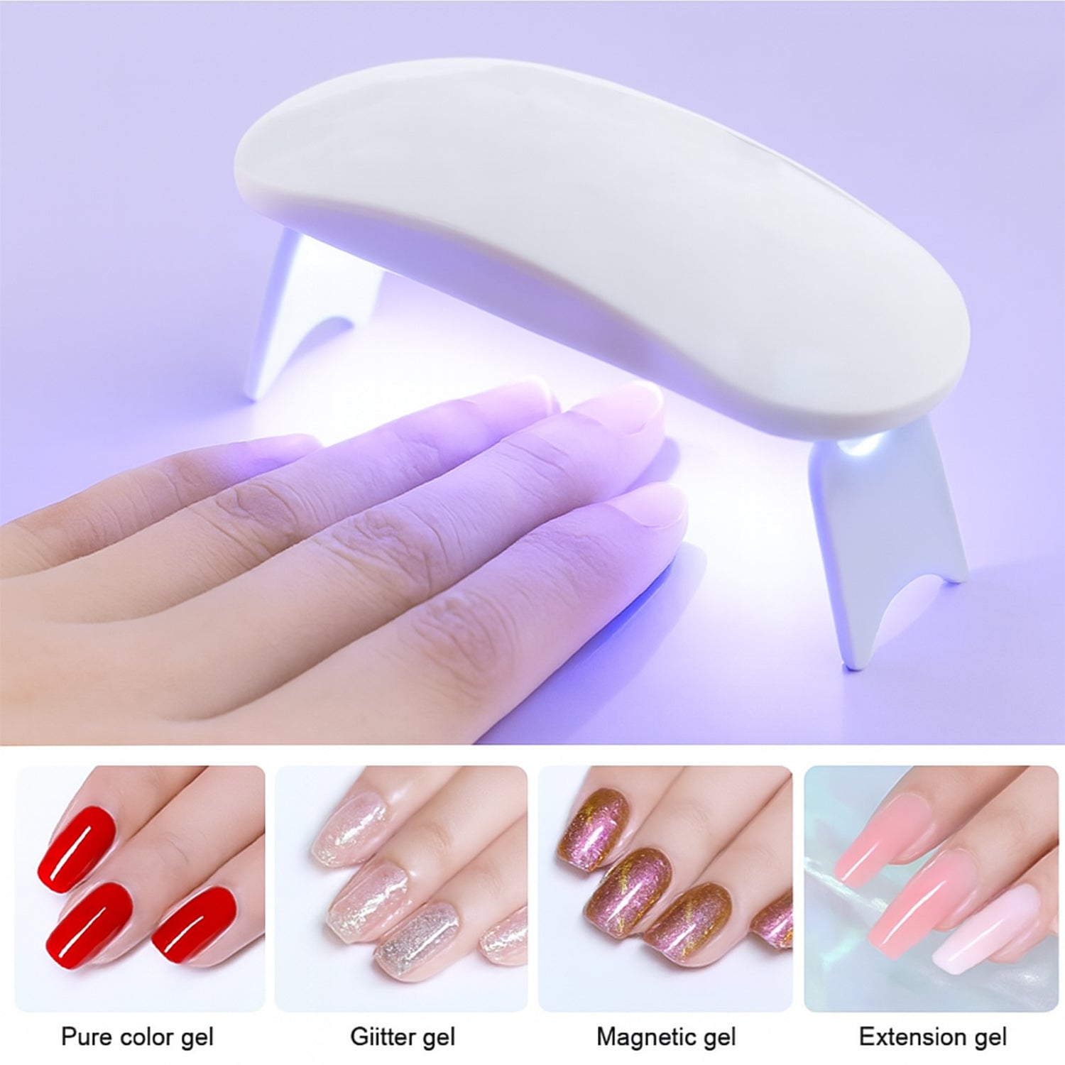 Mini Portable Uv Led Nail Lamp For Gel Nail Polish Curing (1 Pc) Wukusy