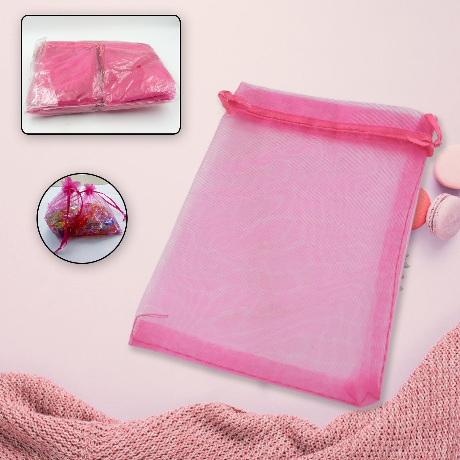 8780 Organza Gift Bags Small Mesh Bags Drawstring Gift Bags Christmas Drawstring Organza Gift Bags Wedding Party Festival Gift Bags (100 Pcs Set) Wukusy
